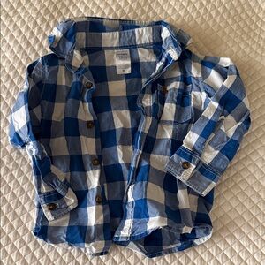 Carters Blue and White Checkered Shirt